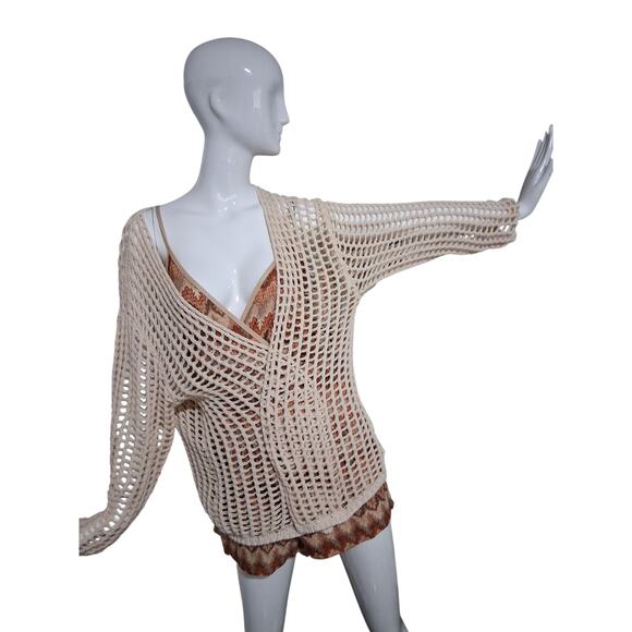 Bibi Crochet Women's Size XL Open Knit Beachy Grungecore Western Boho Cardigan - Picture 1 of 9